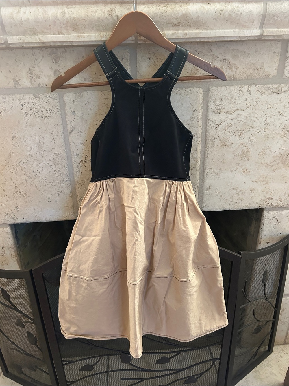 Mauve Black and Cream Pinafore Dress for Girls
